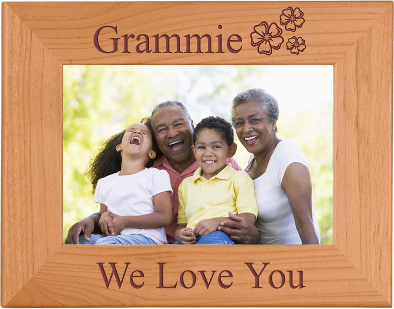 CustomGiftsNow Grammie We Love You - Engraved Wood Picture Frame - Fits 4x6-inch photo - Image 1